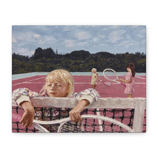 Pink Court | Impasto painting - stretched canvas print