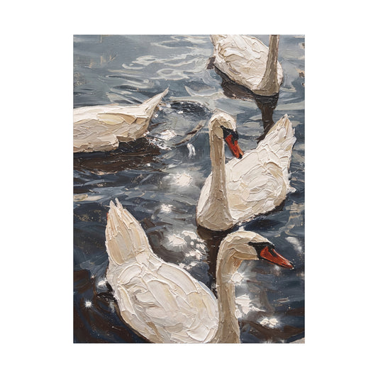 Swan Lake - Impasto painting | stretched canvas print