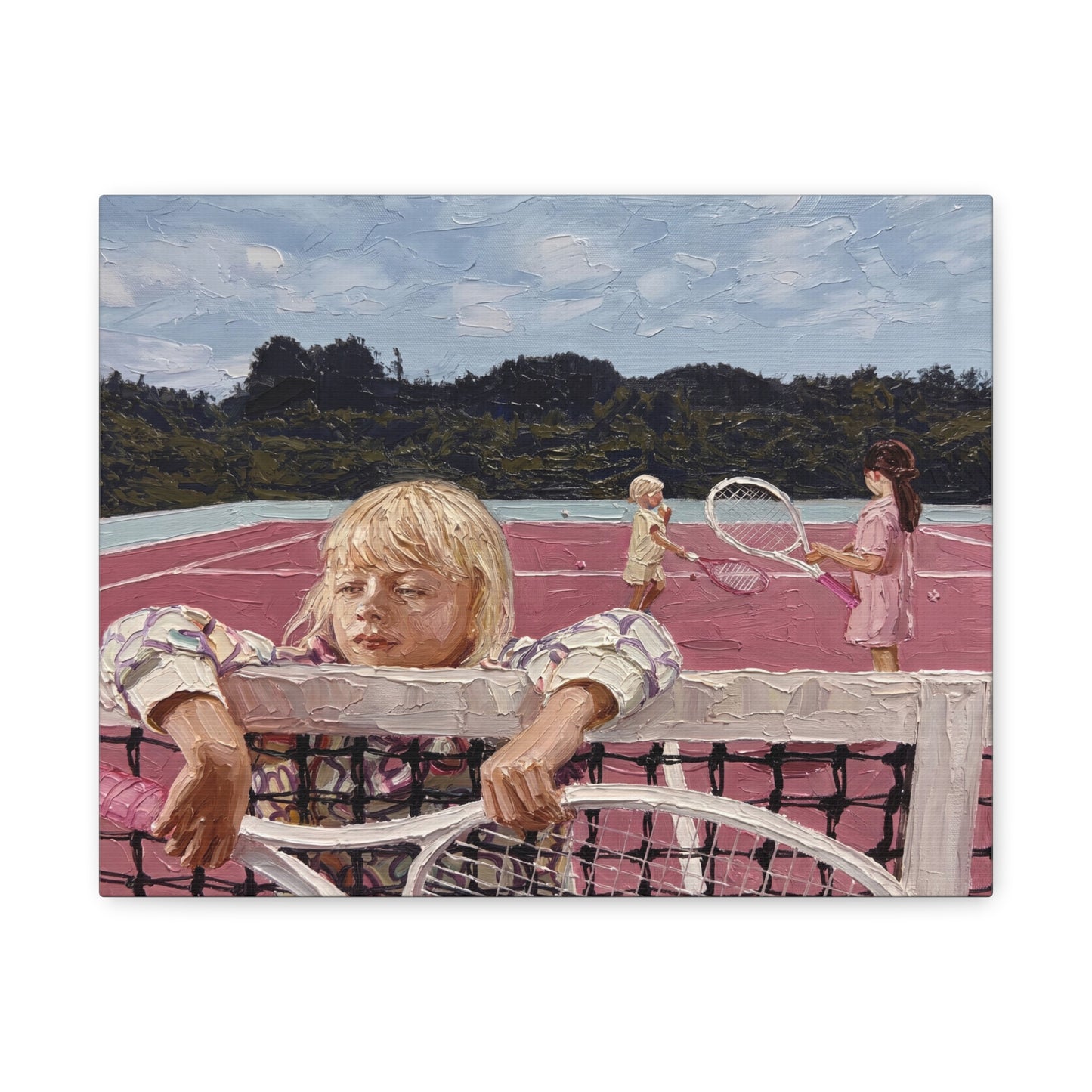 Pink Court | Impasto painting - stretched canvas print
