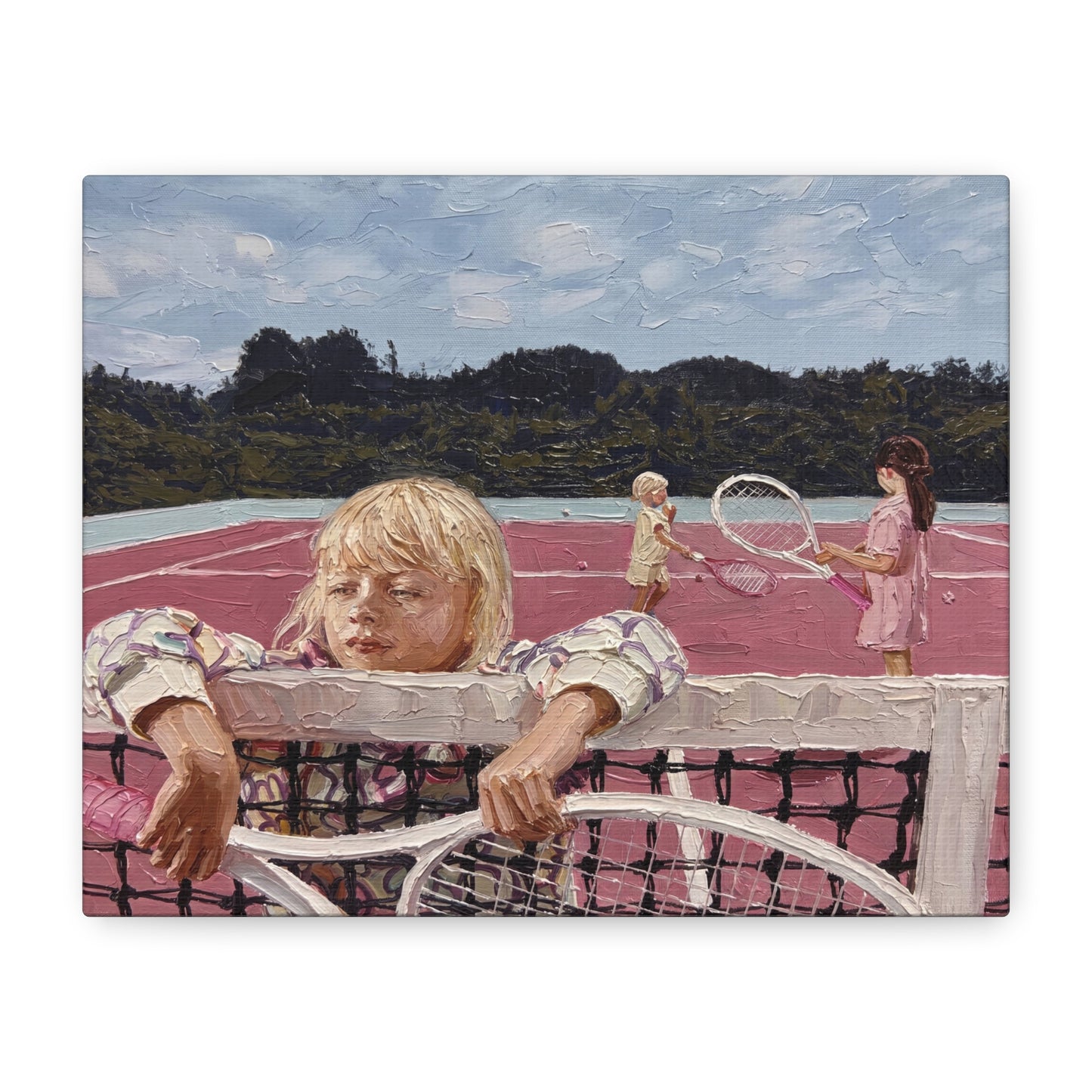 Pink Court | Impasto painting - stretched canvas print