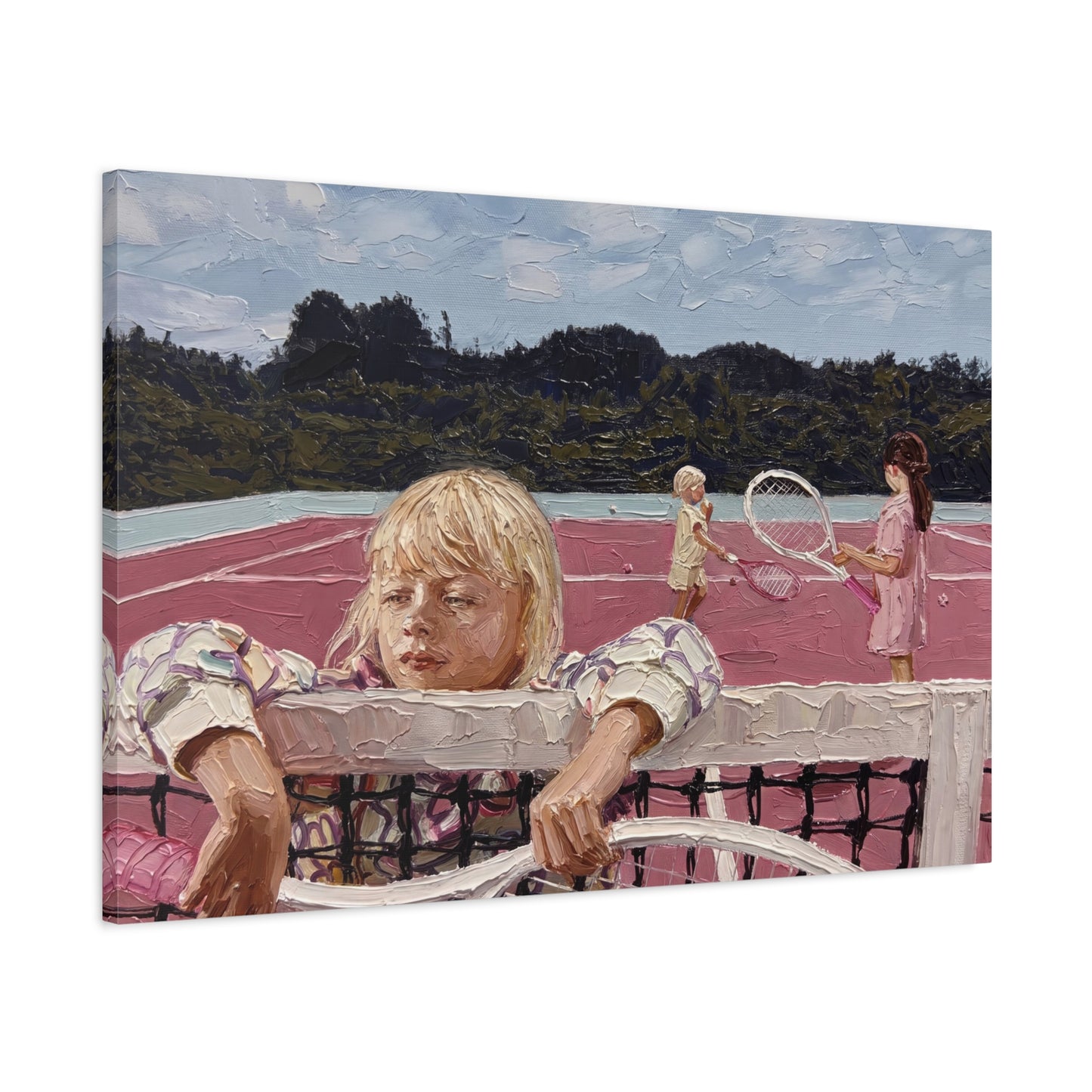 Pink Court | Impasto painting - stretched canvas print