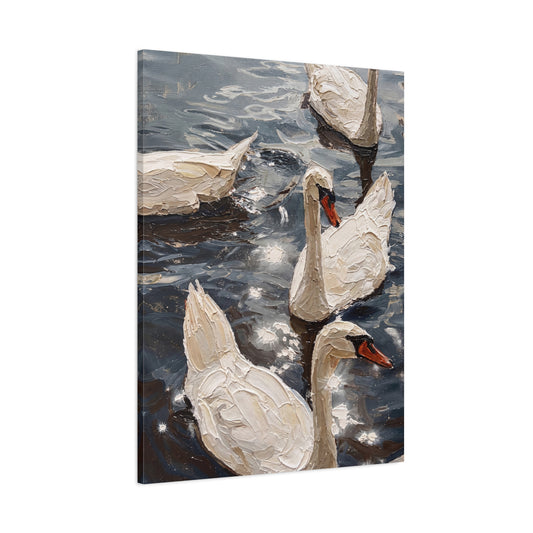 Swan Lake - Impasto painting | stretched canvas print